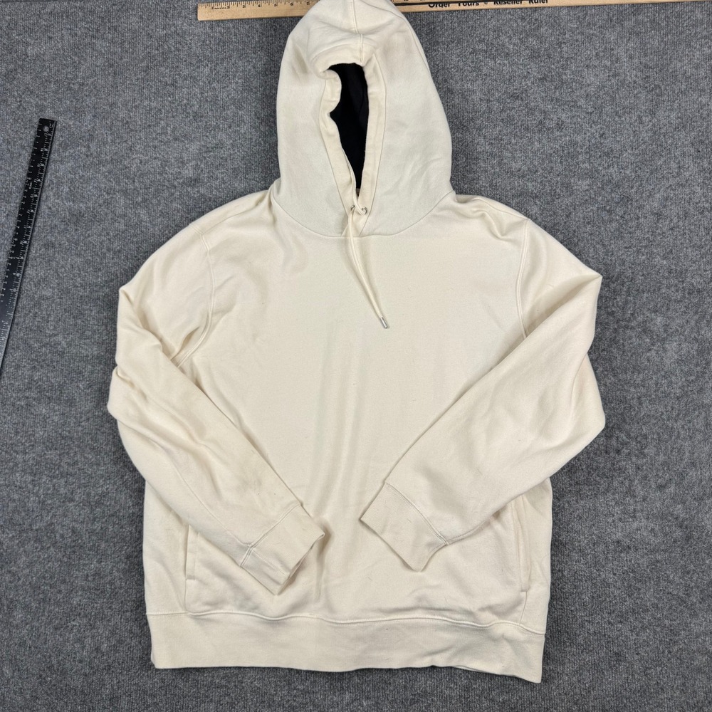 H&M Hoodie Mens Size XXL Cream Off-White Pullover Long Sleeve Basic Casual